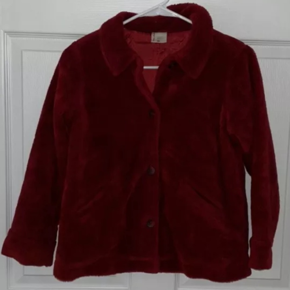 Hanna Andersson Dark Red Plush Coat Jacket